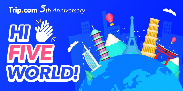 트립닷컴이 론칭 5주년을 기념해 글로벌 캠페인 ‘HI FIVE WORLD!’ 이벤트를 진행한다