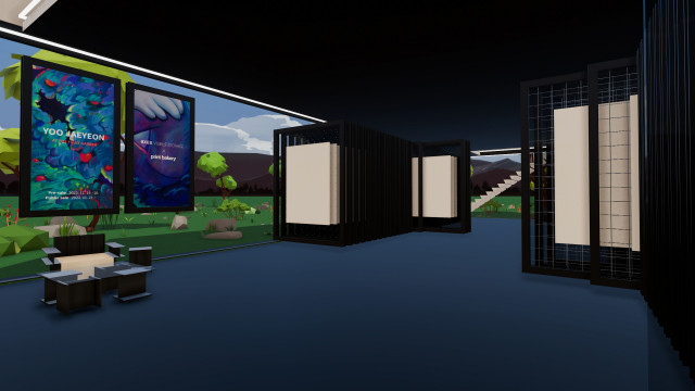 디센트럴랜드(Decentraland)에 오픈한 비저블 스토리지의 첫 가상 매장(1층 내부)