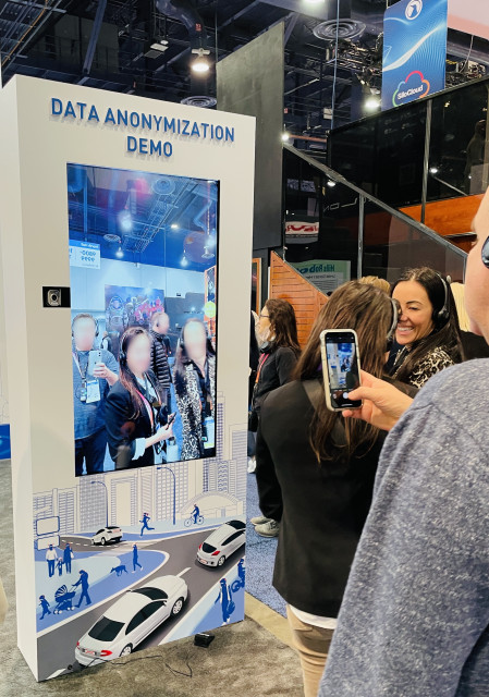 At the INFINIQ booth of CES 2023, visitors see themselves labelled in real-time.