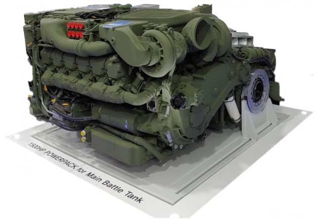 현대두산인프라코어가 개발해 터키 알타이 전차에 탑재되는 1500마력 전차용 엔진