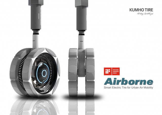 iF 디자인 어워드 2023 컨셉 부문에서 본상을 수상한 금호타이어의 에어본 타이어(Airborne Tire)