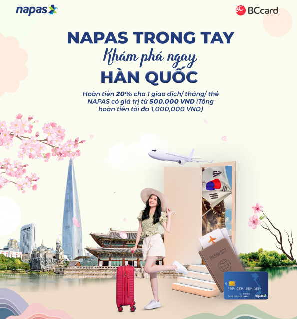 BC카드와 NAPAS가 9월 20일까지 방한 베트남 관광객 대상으로 20% 캐시백 이벤트를 진행한다