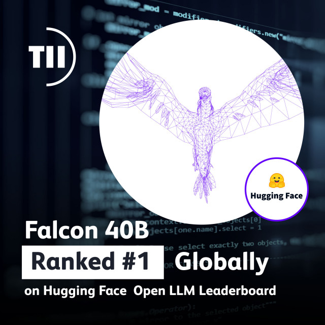 팰컨 40B가 허깅 페이스의 오픈 LLM 리더보드에서 세계 1위에 올랐다. (그래픽: AETOSWire)