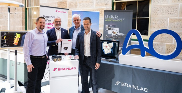 Brainlab, the AO Foundation and Level Ex sign an agreement at the AO Trustees Meeting, June 22 in Sy...