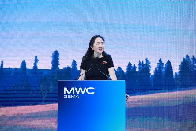 Sabrina Meng speaking at MWC Shanghai 2023