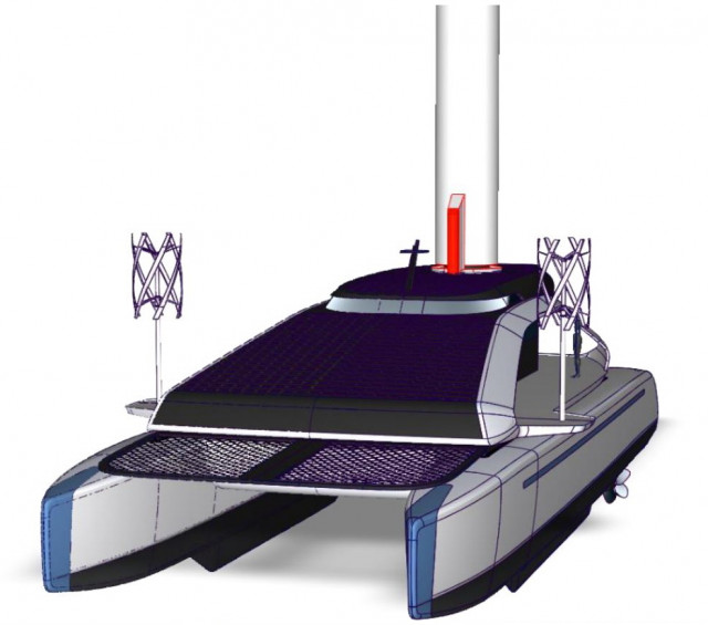 마그네틱 베어링 방식 로터세일 탑재 및 연안 선박 적용 평가를 위한 실증 플랫폼 조감도