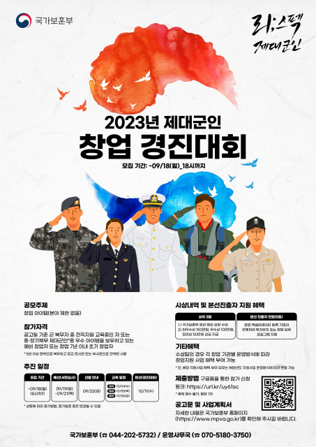 ‘2023년 제대군인 창업 경진대회’ 포스터