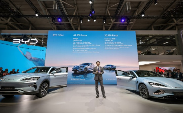 Michael Shu, Managing Director of BYD Europe, speaks at the BYD IAA Press Conference (Photo: Busines...