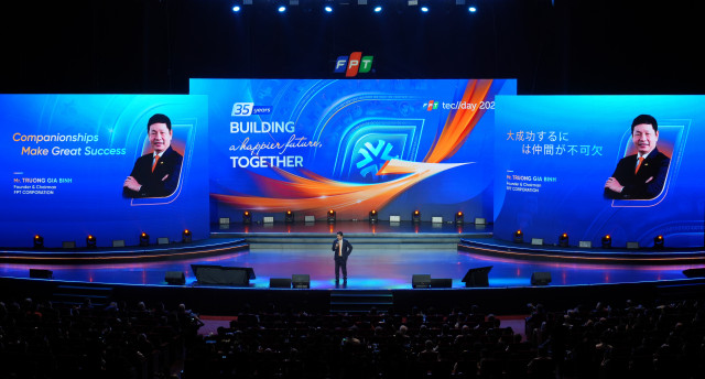 FPT Chairman Truong Gia Binh delivered opening remarks at FPT Techday 2023, Hanoi (Photo: Business W...