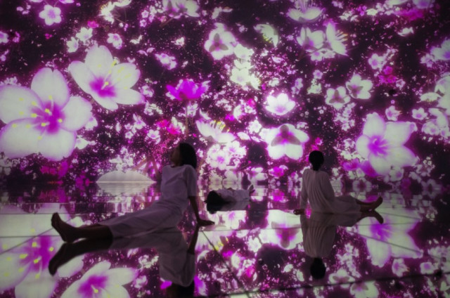 Flowers grow, bud, bloom, and in time, the petals fall, and the flowers wither and die. At teamLab P...