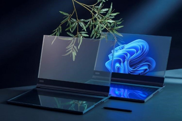 Unveiling the new Lenovo ThinkBook Transparent Display Laptop proof of concept (Graphic: Business Wi...