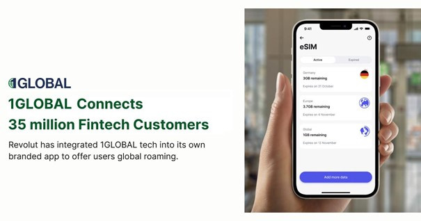 Data Roaming Without Worries, Now in Every App: eSIM Innovator 1GLOBAL gives FinTech its Own Roaming...