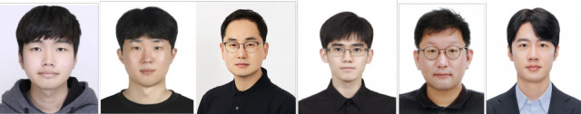 왼쪽부터 박대성 연구원(석사 졸업, 현 삼성전자 재직), 김병현 연구원(서울대학교 석박통합과정 재학 중), 박창원 이화여자대학교 물리학과 교수, 야나노세 구니히로 고등과학원 박사, 손영우 고등과학원 교수, 유효빈 서울대학교 재료공학부 교수