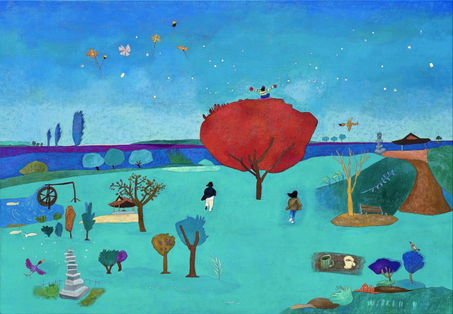 숨의 바람, 116.8 X 80.3cm, opaque color paper on canvas, 2025