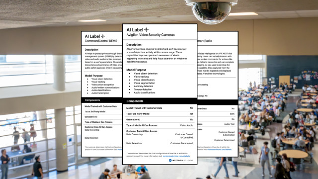 AI nutrition labels provide clear, concise information about how AI is used in public safety and enterprise security products. Credit: Motorola Solutions