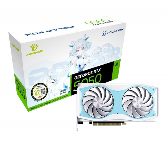 Polar Fox OC는 만리가 새롭게 선보이는 Polar Fox 캐릭터 IP를 전면에 내세운 모델로, 백플레이트에는 Polar 캐릭터 일러스트가 새겨졌고, 화이트와 아이스블루 투톤 커버에 ARGB 라이트바를 더해 튜닝 PC 빌더와 스트리머를 겨냥했다. 2.5슬롯 두께(240×141×50mm)에 ARGB 조명은 메인보드 Sync 소프트웨어와 연동되며, 만리 TurboEngine 소프트웨어를 통해 팬 속도·전압·LED 이펙트를 원클릭으로 제어할 수 있다