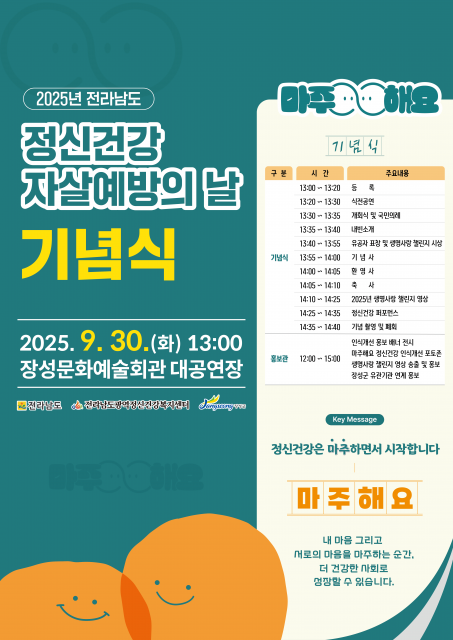 전남도, 2025년 정신건강·자살예방의 날 기념식 진행
