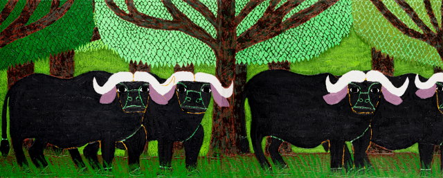 아프리카 물소, 72.7x181.8cm, 캔버스에 아크릴, 2021