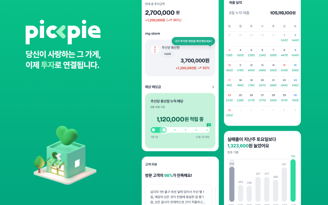 픽파이 앱 내 주신당 용산 실매출 화면