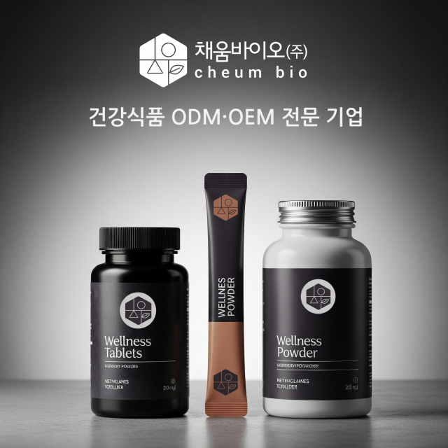 정제, 분말, 스틱포 등 다양한 건강식품 제형을 전문적으로 제조하는 채움바이오의 대표 제품 형태
