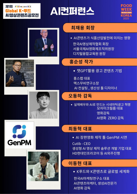 ‘제1회 글로벌 K-푸드 AI 영상콘텐츠 공모전’ 강연자 리스트