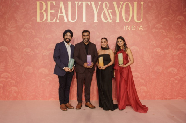 BEAUTY&YOU India 2025 Winners. From L to R: Jaspreet Singh Gulati, Founder & Director, HiTech Formulations; Harsha Soundararajan, Founder, Mimiq; Aparna Saxena, Founder & CEO, Antinorm; and Khanak Gupta, Co-Founder & CEO, Sohrai Beauty.