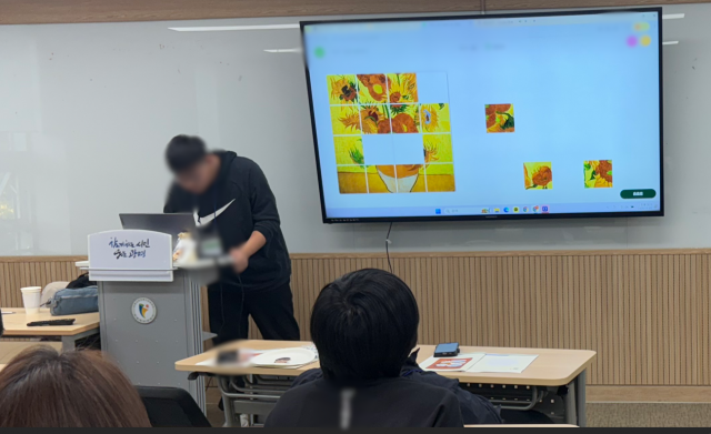 경계선지능 학습자가 자신이 완성한 작품에 대해 설명하고 있다(사진=이티랩)