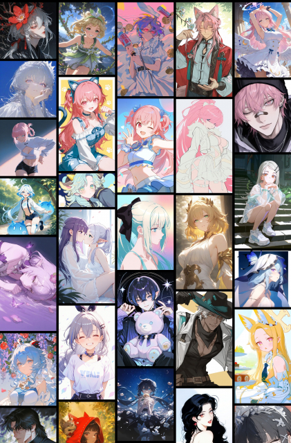 PixAI 커뮤니티 피드에는 다양한 스타일의 2D 일러스트가 업로드되며, 크리에이터들이 생성 결과물을 전시·공유하고 소통하는 창작 생태계를 형성하고 있다