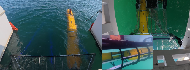 해상 시험 중인 2500m급 자율무인잠수정(PCAUV)