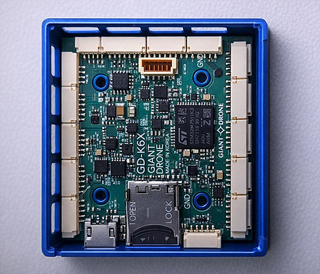 ‘GD-K6X’ 내부 PCB 모습. STM32H753 기반 설계와 다중 센서·CAN 확장 구조를 반영했다