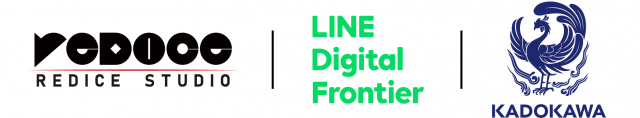 레드아이스 스튜디오-LINE Digital Frontier-KADOKAWA 로고
