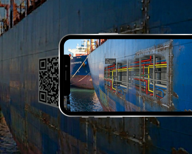 AR 플랫폼 ‘QAR’ 활용 사례. 선박의 내부 모습을 AR로 확인할 수 있다