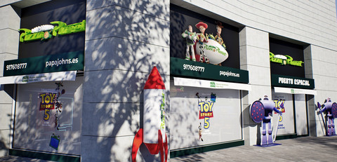 Rendering of the Papa Johns Pizza Planet in Madrid