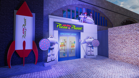 Rendering of the Papa Johns Pizza Planet in London.