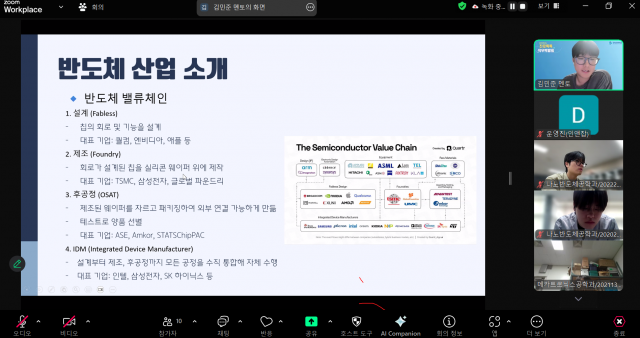 ‘진로톡톡(Talk Talk) 직무박람회’에서 현직 졸업생 멘토가 재학생 및 졸업생을 대상으로 직무 특강을 진행하고 있다