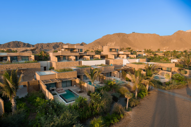 Resort architecture and accommodation at Six Senses AMAALA, Triple Bay