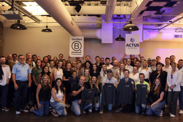 Actus Nutrition achieves Certified B Corporation status.