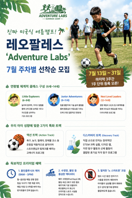 괌 레오팔레스 리조트의 프리미엄 액티브 데이 캠프 ‘어드벤처 랩(Adventure Labs)’ 포스터