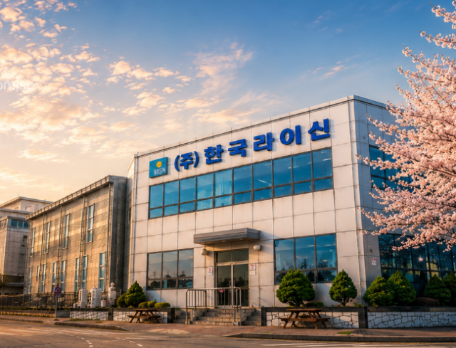 한국라이신화공사 수처리약품 제조공장 전경. 청관제·방청제·스케일방지제·슬라임제거제 등 냉각탑·보일러용 산업용 수처리약품을 자체 생산하는 시설로, 경기도 안산시에 위치해 있다. 자체 제조공장 운영을 통해 품질·원가·납기를 직접 관리하며 안정적인 공급체계를 갖추고 있다