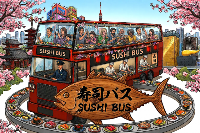 세계 최초로 2층 버스에서 회전초밥을 즐기는 ‘SUSHI BUS’
