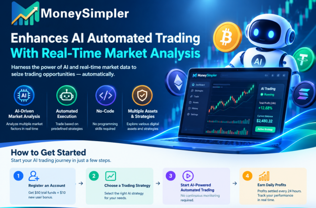 MoneySimpler는 실시간 시장 분석 기능을 강화한 AI 자동매매 플랫폼을 통해 이용자들이 체계적인 자동매매 전략을 활용해 변화하는 시장 상황에 대응할 수 있도록 지원하고 있다