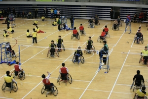 삼성전기배 전국 장애인 배드민턴 대회 경기 장면