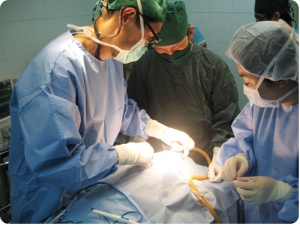 연수 후 베트남 선천성안면기형아동 수술사업에 참여하는 베트남 현지의료진
