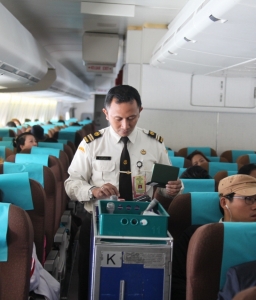 가루다인도네시아항공 기내입국서비스 장면
