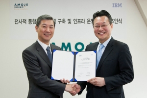 한국IBM IT 인프라 협약식_아모제산업(주) 신희호 대표(왼쪽)와 한국IBM GTS 김원