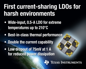 TI는 최초로 혹독한 환경에서 사용 가능한 전류 공유 기능의 LDO(low-dropout)