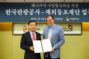 베니키아 사업활성화를 위한 한국관광공사-재외동포재단 업무협약 체결 (왼쪽부터 재외동포재단 
