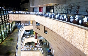 신도림 디큐브백화점은 ‘천개의 눈꽃’을 테마로 꼬마전구 수만개와 천개의 눈꽃모형으로 별관매