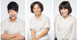 왼쪽부터 이석우 배우, 최인경 배우, 박슬기 배우가 뮤지컬 구름빵 주크박스플라잉어드벤처 시