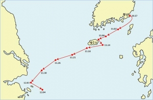 지난 10월 해운대서 방류한 멸종위기종 푸른바다거북 동북이가 약 50여일 만에 동중국해 중